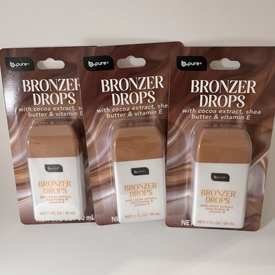 B Pure Bronzer Drops w/Cocoa Extract Shea Butter & Vitamin E  - 3 NEW 1 oz. pkgs