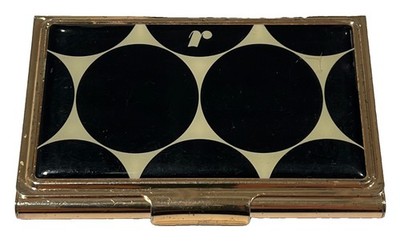 Kate Spade New York Business Card Holder Gold-Tone Black Circles 3.75 x 2.25 