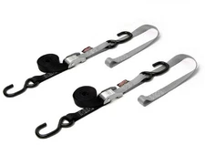 Powertye 23624 BK/CHRM Tie-Down Cam S-Hook Soft-Tye 1"X6' Black/Silver Pair