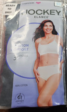 Jockey Elance Hipsters 100  Cotton Panties Black 3 Pack Comfort Soft Underwear