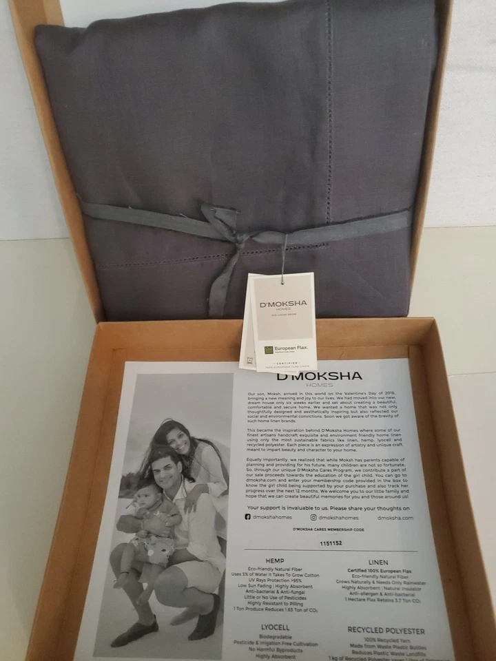 D'Moksha Homes European Flax Linen Table Runner Brown, 100% European, 106 x 60 - Image 3 of 4