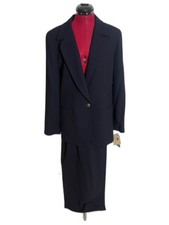 NWT JH Collectibles Skirt Suit Size 12 Navy 2-Piece Set Blazer Skirt 100 Wool