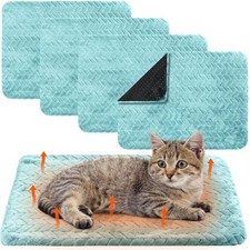 4 Pack Self Warming Cat Bed Mat Self Heating Pad for Dog 16 x 20 Inch Green