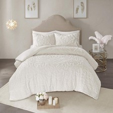 Tufted Cotton Chenille Medallion Comforter Set - Boho Floral, All-Season