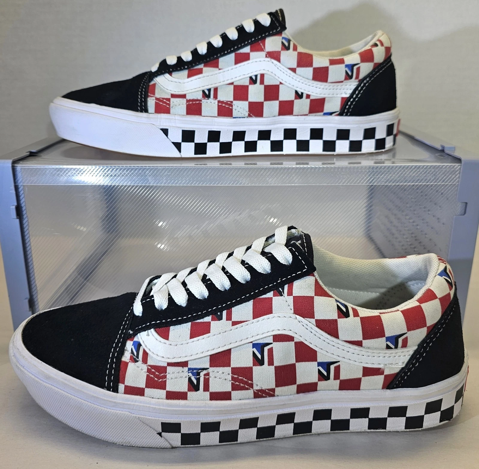 Scarpe da ginnastica Vans unisex Oldol Skool skateblu rosso bianco nero bl s acacchiera