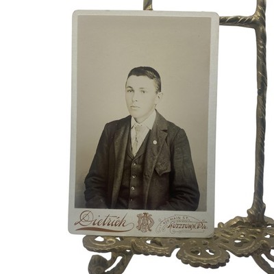 Vintage Dietrich Kutztown PA Man Portrait Cabinet Card Photo Sepia Original