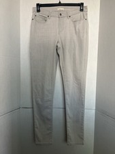 Eileen Fisher 10 Chalk Gray Denim Straight Leg Jeans 5 Pocket Stretch 32 x 31.5