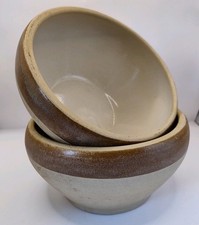 Two Large  Rustic Vintage  French Digion Gres Pottery Bowls