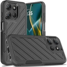 For Moto G Stylus 2025 Case Dual Layer Shockproof Lined Cover + Tempered Glass