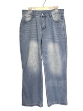 XL Light Wash Wide Leg Jeans High Rise Stretch Denim Casual Y2K Relaxed Pants