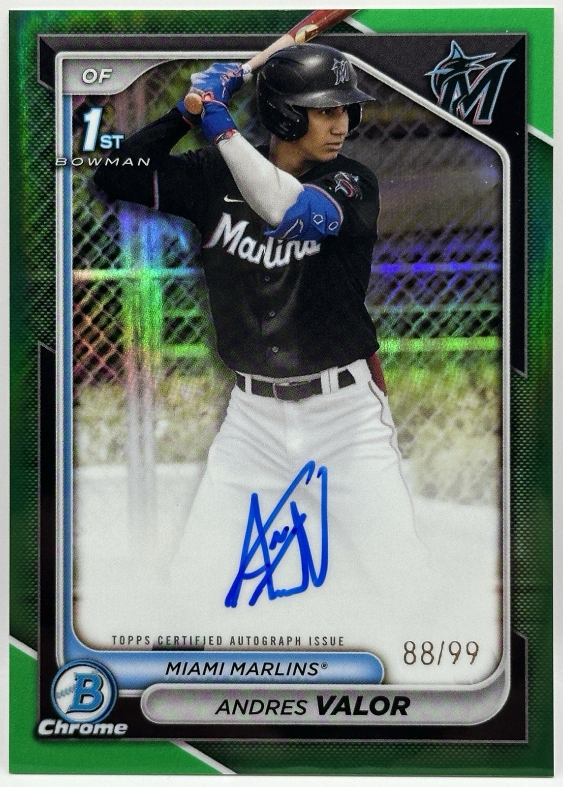 2024 Bowman Chrome Prospect Auto Andres Valor 1st #CPA-AV Green Refractor /99