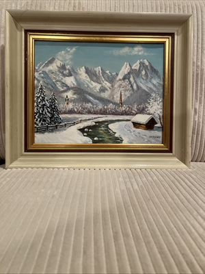 #ad Original Very Rare Okreno Oil On Canvas German Landscape $200.00