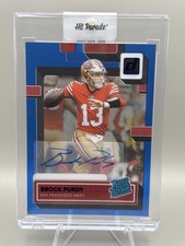 2022 Panini Clearly Donruss - Rated Rookie Brock Purdy Blue #/99 Auto