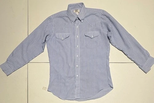 Vtg Ruddock Shirts Mens Blue White Striped Western Dress Shirt Size 16 - product listing photo