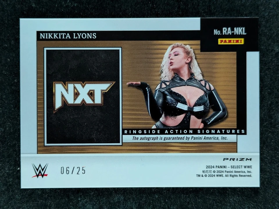 2024 Panini Select WWE NIKKITA LYONS 6/25 Auto Tie-Dye Prizm Ringside Action SP - Image 2 of 3