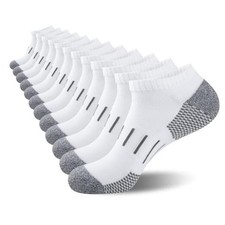 Mens Athletic Ankle Socks Moisture Wicking Cushion One Size A-white 6 Pairs