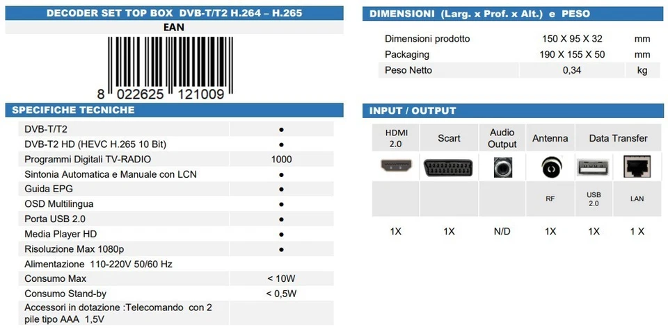 decoder United DVBH2100 digitale terrestre - Immagine 4 di 4