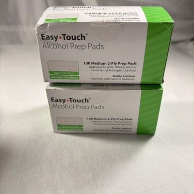 EasyTouch 2-Ply Alcohol Sterilized Pads Medium 100 Count - Lot Of Two