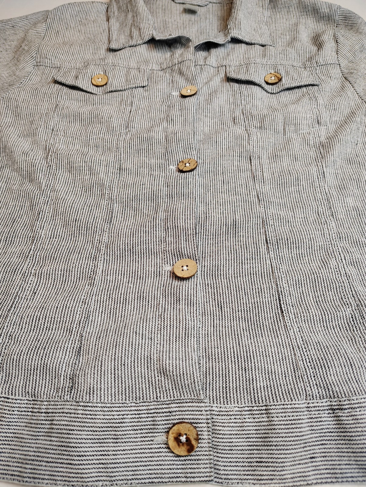 DASH Button Tracker Jacket long sleeve Striped Li… - image 5