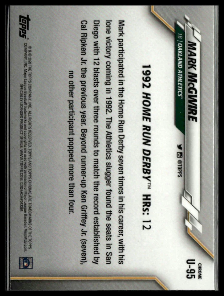 Mark McGwire 2020 Topps Chrome Update Pink Wave #U-95 (12P) - Image 2 of 2