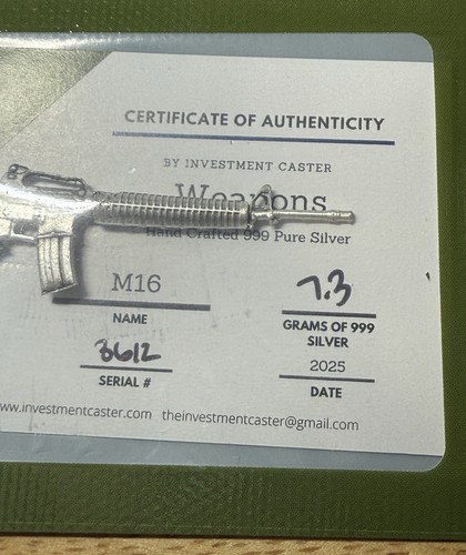 3 Investment Caster Silver 2 - M16, 1 - G36 - Hand Poured - .999 Silver Grams - Picture 5 of 7
