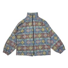 Vintage Christmas Patterned Fleece Jacket Size M Aztec Crazy 80s 90s Retro Style