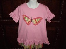 EUC Girls Size 5 LaJenns Butterfly Short Set Ruffles TWINS