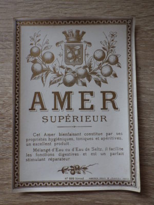 ALTES ETIKETT CHROM ALKOHOL / BITTER TOP Litho Haberer Douin Jouneau