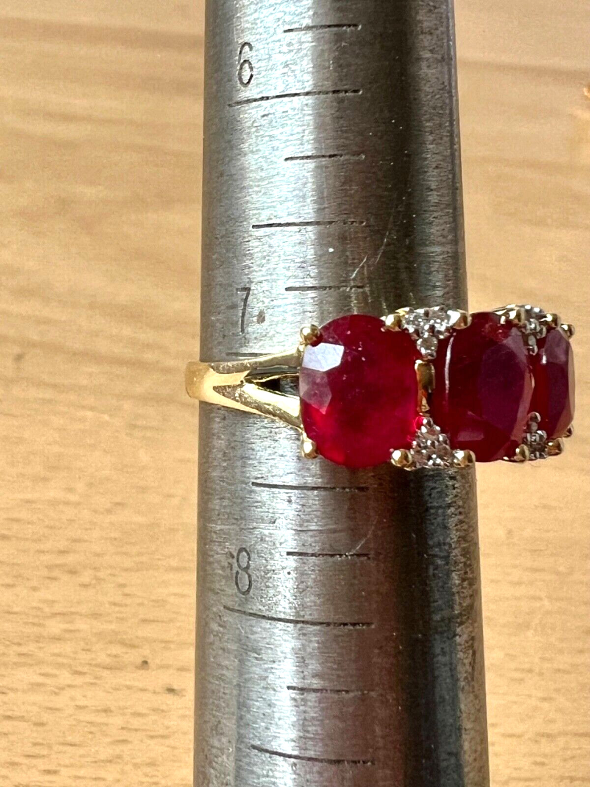 14K GOLD TRILOGY “PAST PRESENT FUTURE “ RUBY DIAM… - image 15