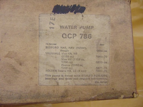 Vauxhall Viva HA HB HC Firenza Bedford BEAGLE HOLDEN Water Pump - 第 2/2 張圖片