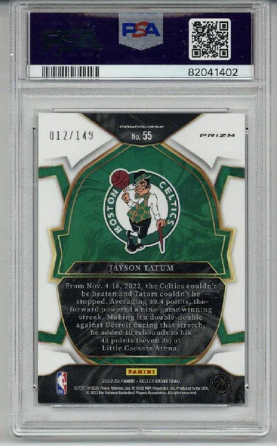 2022 PANINI SELECT WHITE #55 JAYSON TATUM CELTICS /149 PSA 10 LOW POP VERY RARE - Image 2 of 2