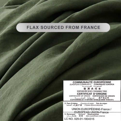 TOSMO Pure Linen Bettwäsche 4tlg King Set Grün French Natur Leinen Flachs Bettwäsche - Bild 4 von 9