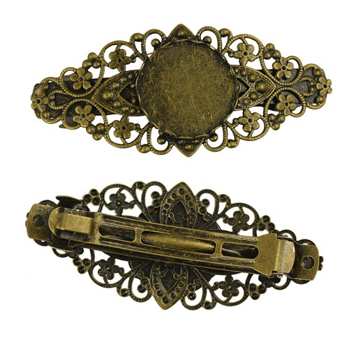 2pcs Antique Französisch Clip Haarspange Cabochon Blank Einstellung - Picture 3 of 10