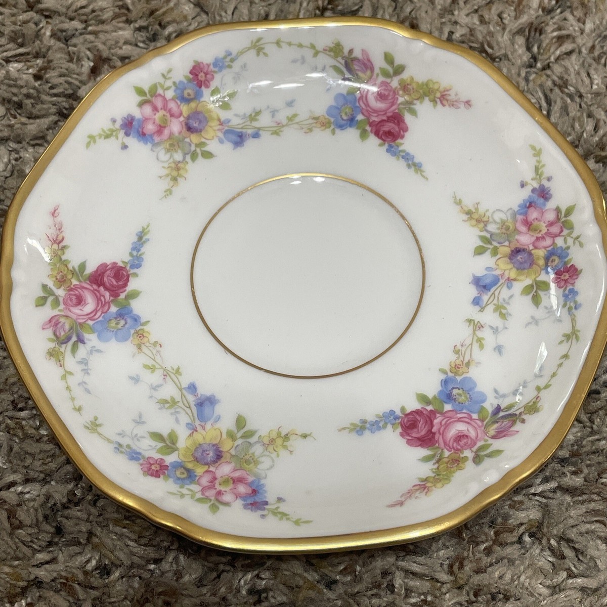Cup & Saucer, Rosenthal Thomas Ivory China, Bavaria Germany Floral