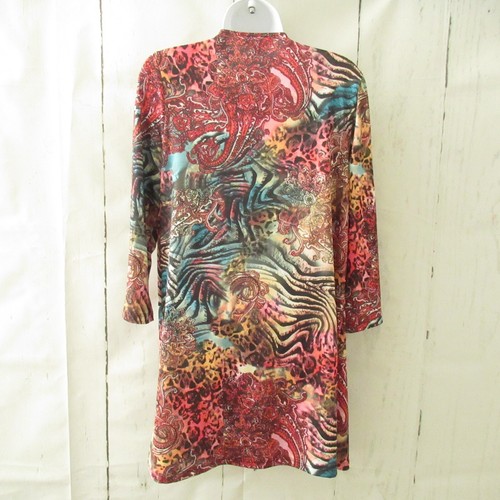 Slinky Brand Kimono Cardigan S Small Mixed Print Open Front Paisley Animal - Picture 4 of 6
