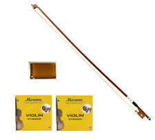 New Merano Violin Bow  2 Sets of Strings  Rosin 4/4 Full Size