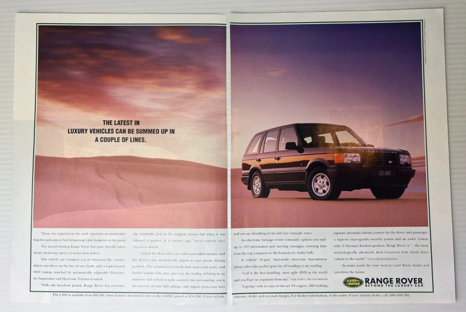 LAND ROVER RANGE ROVER 1997 Vintage 2-pg PRINT AD Original  PAPER ADVERTISEMENT - image 1 of 1