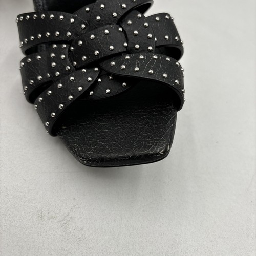 Saint Laurent TRIBUTE 85 Black Leather Open Toe High Heel Mules, Size 36.5 - Picture 10 of 10