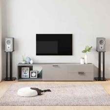Image of Speaker Stands 2 pcs Black Tempered Glass 3 Pillars Design R6D5