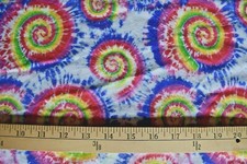 TYE DYE PRINT ON WHITE 100 COTTON FLANNEL FABRIC 25X42 INCHES