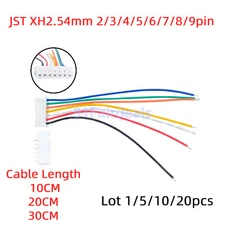 Lot JST-XH2.54mm Connector Cable Male to Female 2/3/4/5/6/7/8/9Pin 10/20/30CM