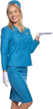 Adult Womens Flight Attendant Crew Deluxe Complete Set Halloween Costume Cosplay