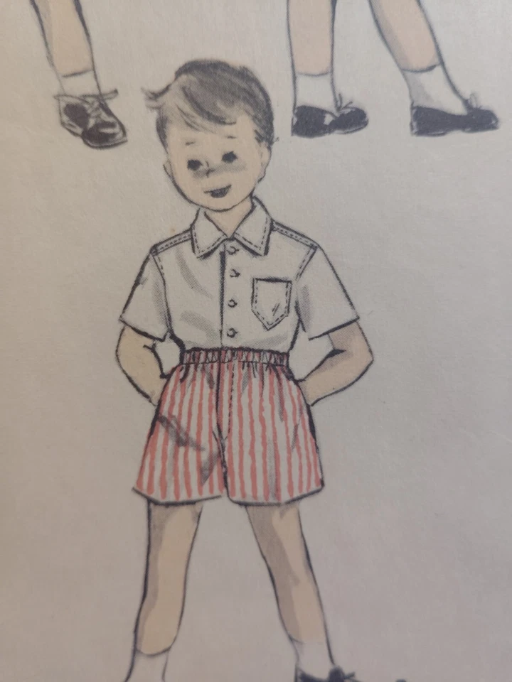 Vest Shirt Boxer Shorts Boys 1 1T 12M Advance 6319 Sewing Pattern Cut VTG Button - Image 4 of 4