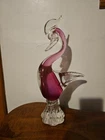 Vintage Mid Century Pink Murano Art Glass Swan Bird with Wings 12"
