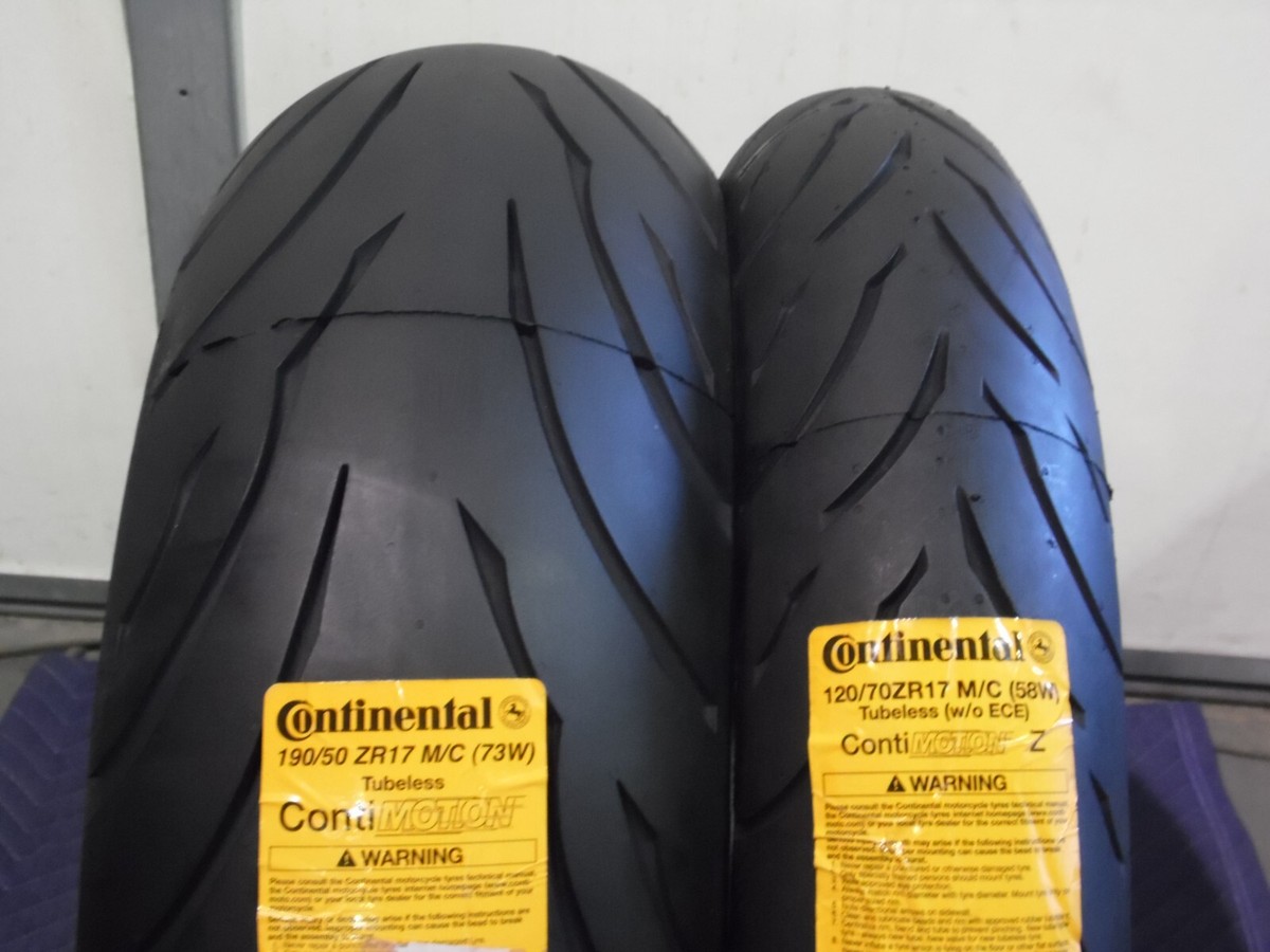 KAWASAKI NINJA ZX-7R CONTINENTAL CONTI MOTION TWO TIRE SET 120/70