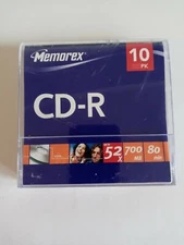 Memorex CD R 52 X 700 MB 80 Mins 10 Pack Discs In Paper Sleeves
