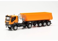 Herpa 315111 Iveco Trakker Schmitz Cargobull Kippsattelzug Mit Stahlmulde 1:87