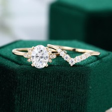 Oval cut Moissanite engagement rose gold Vermeil vintage Unique wedding ring