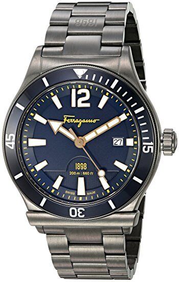 Salvatore Ferragamo Mens FF3330016 1898 Grey Stainless Steel Watch