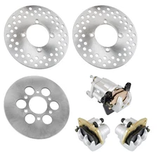 Front Rear Brake Caliper Disc Rotor W/Pad for Yamaha Rhino 660 YXR660 4X4 04-07